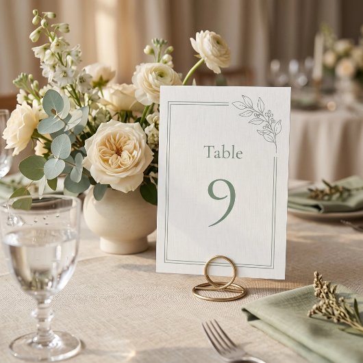Tafelnummer Sage Green Quiet Luxury Bruiloft
