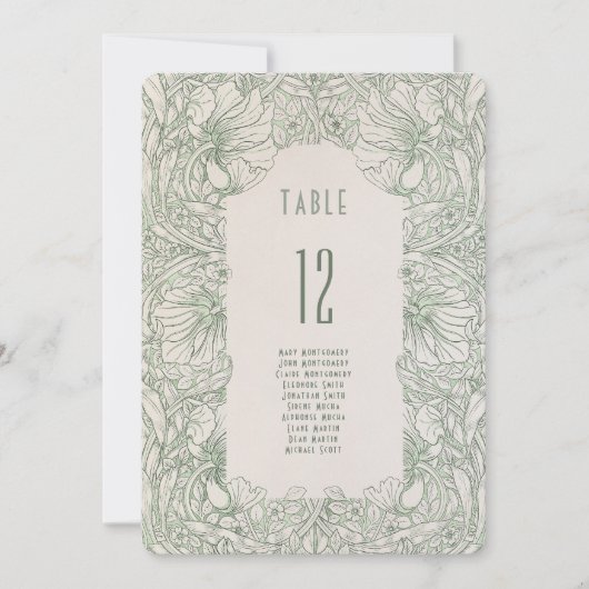 Tafelnummer Sage Green William Morris Pimpernel (Voorkant)