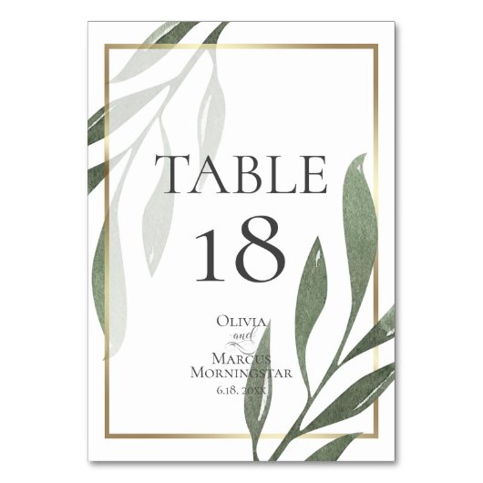 TAFELNUMMER | Saliegroen Olijftak Waterverf (Achterkant)