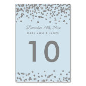Tafelnummer Silver Faux Glitter Confetti Ice Blue (Achterkant)