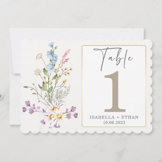 Tafelnummer sjabloon voor wilde bloemen (Voorkant)