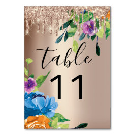 Tafelnummer Stapt Florals Navy Roos Wedding
