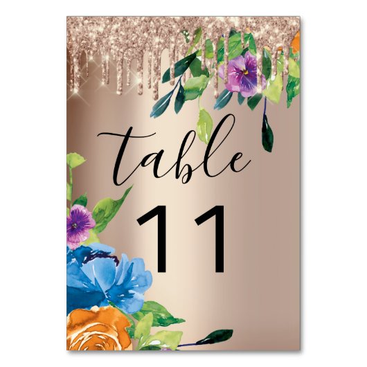 Tafelnummer Stapt Florals Navy Roos Wedding (Voorkant)