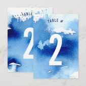 TAFELNUMMER stijlvolle waterverf koel donkerblauw (Voorkant / Achterkant)