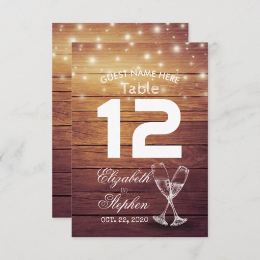 Tafelnummer Stoelindeling Bruiloft Champagneglas (Voorkant / Achterkant)