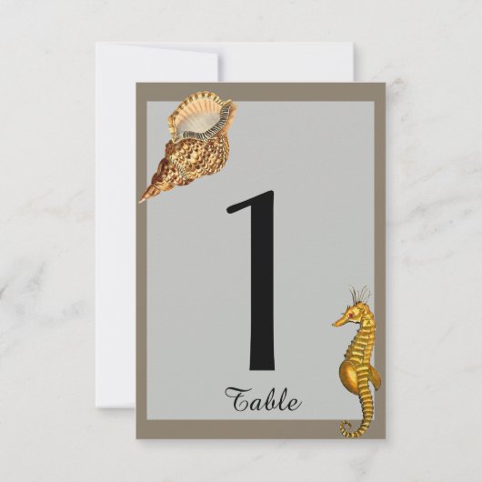 Tafelnummer Strandbruiloft met Oude Zeedieren (Achterkant)