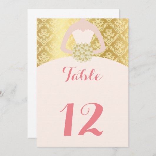 Tafelnummer tiener verjaardag gouden blush roze (Voorkant / Achterkant)