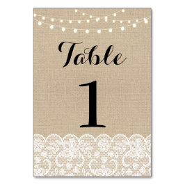 Tafelnummer Trouwen Rustieke Burlap Lights Kant