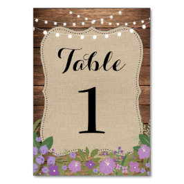 Tafelnummer Trouwen Rustieke Burlap Lights Paarse