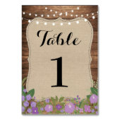 Tafelnummer Trouwen Rustieke Burlap Lights Paarse (Achterkant)