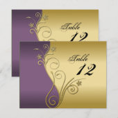 Tafelnummer Trouwkaart - Klasse Paars & Goud (Voorkant / Achterkant)