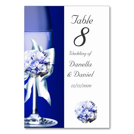 Tafelnummer Trouwtafel Blauw Marine 2 (Voorkant)