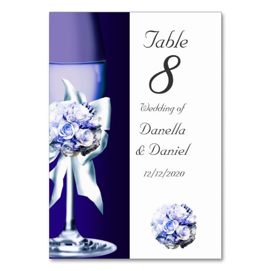 Tafelnummer Trouwtafel Blauw Marine 3 (Voorkant)