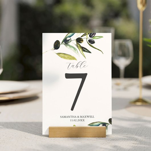 Tafelnummer Trouwtafel Minimalistische Olijftak