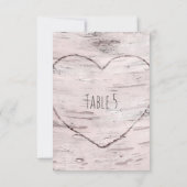 Tafelnummer van berkenboom en gegraveerd hart rust (Achterkant)