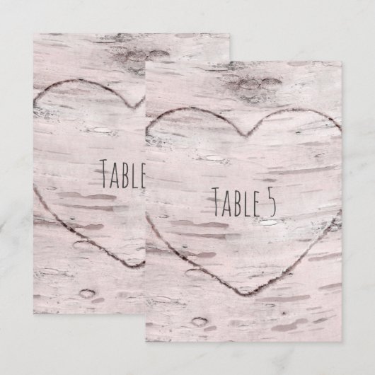 Tafelnummer van berkenboom en gegraveerd hart rust (Voorkant / Achterkant)