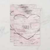 Tafelnummer van berkenboom & gesneden hart rustiek (Voorkant / Achterkant)