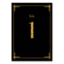 Tafelnummer voor bruiloft goud lovertjes art deco 