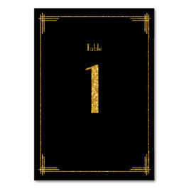 Tafelnummer voor bruiloft goud lovertjes art deco 