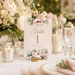 Tafelnummer voor bruiloft met Roze & Ivoorkleurige