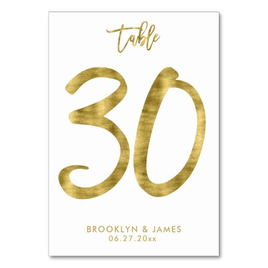Tafelnummer voor de bruiloft Goud folie-effect num (Voorkant)