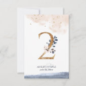 Tafelnummer voor een bruiloft in navy, blush en go (Voorkant)