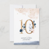 Tafelnummer voor een bruiloft in navy, blush en go (Achterkant)