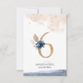 Tafelnummer voor een bruiloft in navy, blush en go (Voorkant)