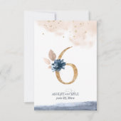 Tafelnummer voor een bruiloft in navy, blush en go (Achterkant)