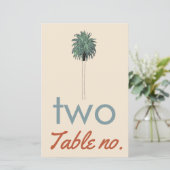 Tafelnummer voor het huwelijk met palmboom als kad (Staand voorkant)