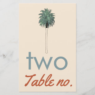 Tafelnummer voor het huwelijk met palmboom als kad