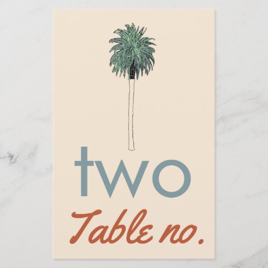 Tafelnummer voor het huwelijk met palmboom als kad (Voorkant)