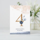 Tafelnummer voor het huwelijksfeest in marineblauw (Staand voorkant)