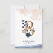 Tafelnummer voor het huwelijksfeest in marineblauw (Achterkant)