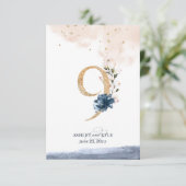 Tafelnummer voor het huwelijksfeest in marineblauw (Staand voorkant)