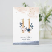 Tafelnummer voor het huwelijksfeest in marineblauw (Staand voorkant)