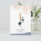 Tafelnummer voor het huwelijksfeest in marineblauw (Staand voorkant)