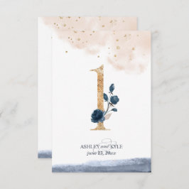 Tafelnummer voor het huwelijksfeest in marineblauw