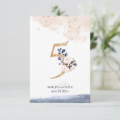 Tafelnummer voor het huwelijksfeest in marineblauw (Staand voorkant)