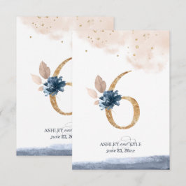 Tafelnummer voor het huwelijksfeest in marineblauw