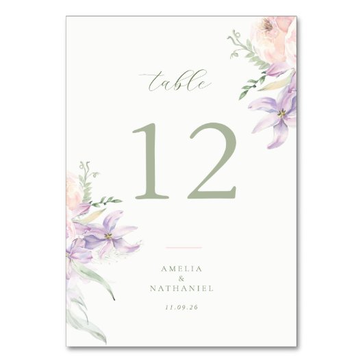 Tafelnummer voor Pastelkleurige Tuinbruiloft (Voorkant)