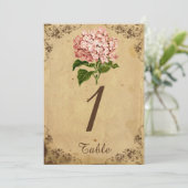 Tafelnummer voor trouwfeest met ouderwetse hortens (Staand voorkant)