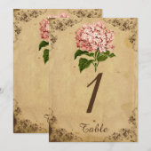 Tafelnummer voor trouwfeest met ouderwetse hortens (Voorkant / Achterkant)