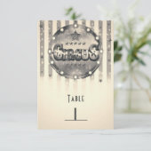 Tafelnummer voor vintage circusparty met gestreept (Staand voorkant)