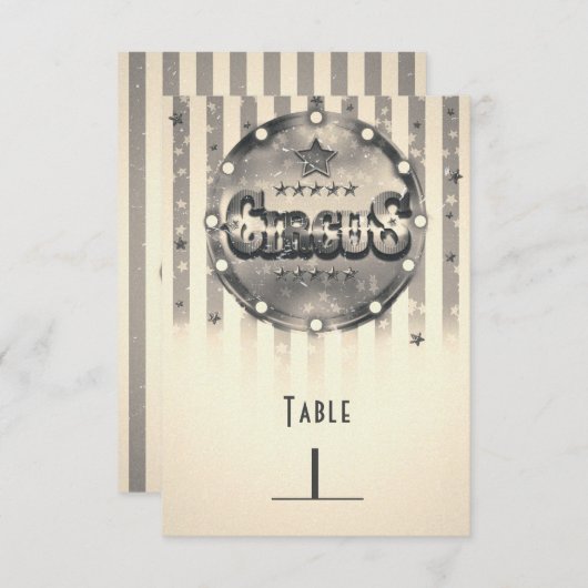 Tafelnummer voor vintage circusparty met gestreept (Voorkant / Achterkant)