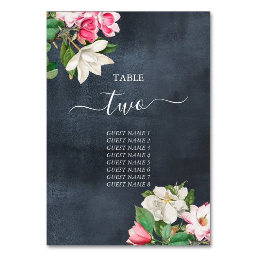 Tafelnummer Waterverf Magnolia Bloemen Bruiloft (Voorkant)