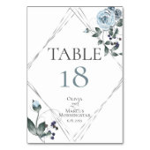 TAFELNUMMER | Waterverf Stofblauw Bloemig Zilver (Achterkant)
