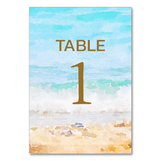 Tafelnummer Waterverf Strand (Voorkant)