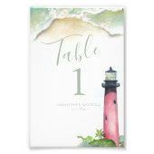 Tafelnummer Waterverf Strand Bruiloft 4x6 Foto Afdruk (Voorkant)