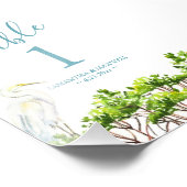 Tafelnummer Waterverf Strand Bruiloft 4x6 Foto Afdruk (Hoek)